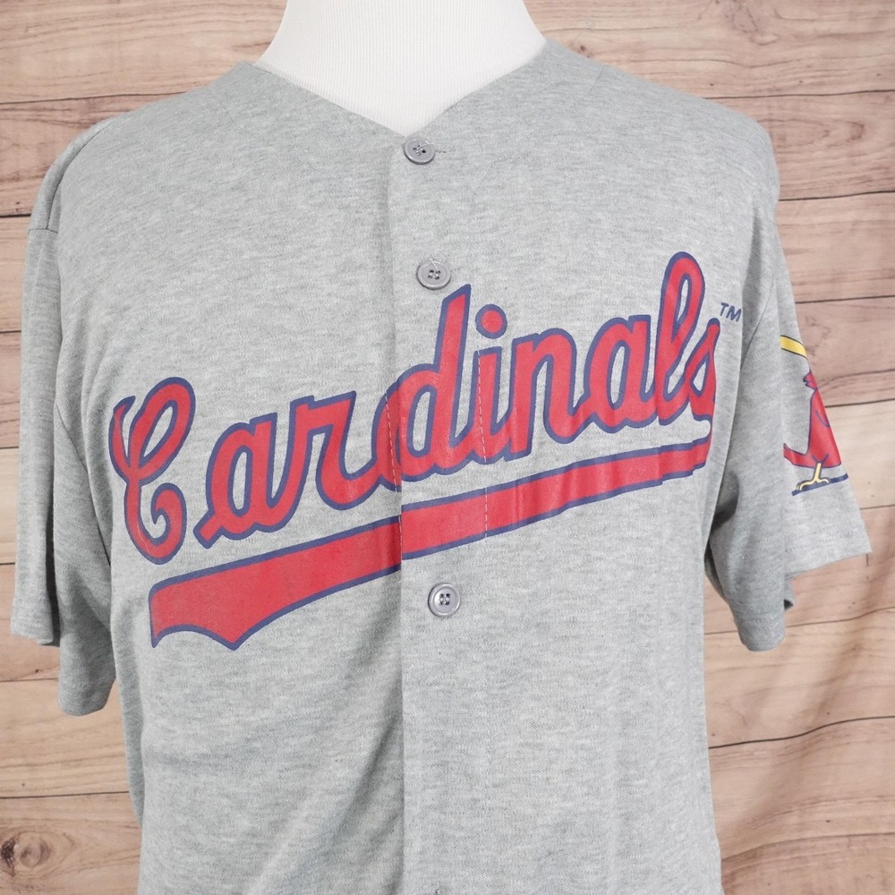 St Louis Cardinals Jersey Shirt Adult XL Gray MLB Baseball Button Front SGA